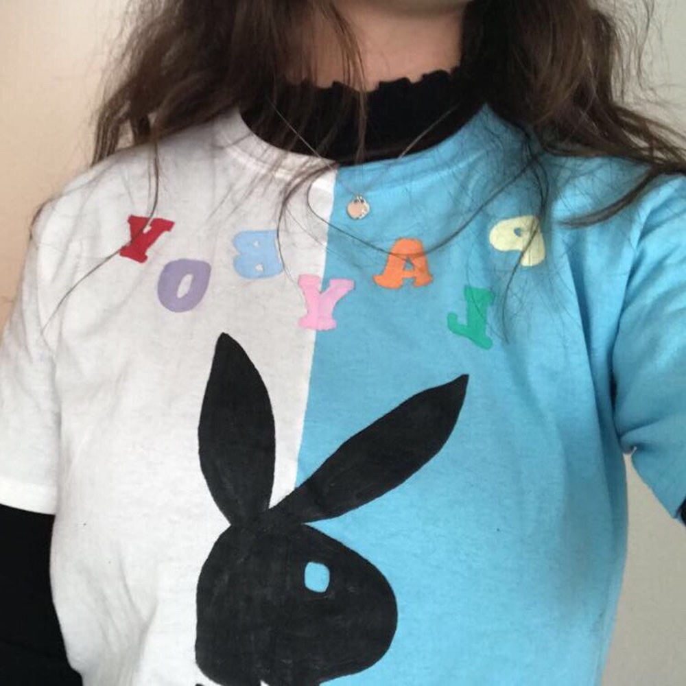 hand painted playboy tee